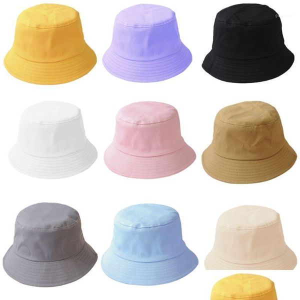 Шляпы шляпы корейский adt kids summerable bucket at hat solut color hip hip hip wird brim beach uv защита от ультрафиолетового ультрагистра