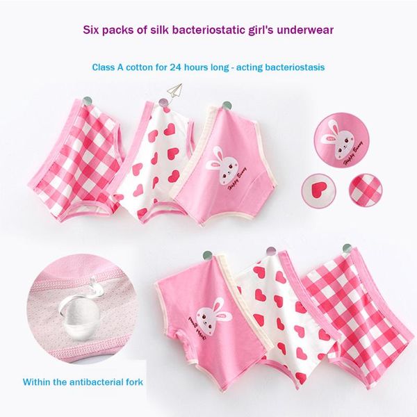 Mutandine Ragazze Bambini Intimo di cotone Slip per bambini Traliccio Amore Simpatico cartone animato Corto 3 Pz / lotto Mutandine Mutandine