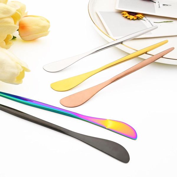 Defina a utensília de jantar colorida de talheres de aço inoxidável colorido conjunto de queijo Spreaders Spreaders Butter Knife Fool Tabelware Kitchen Restaurant