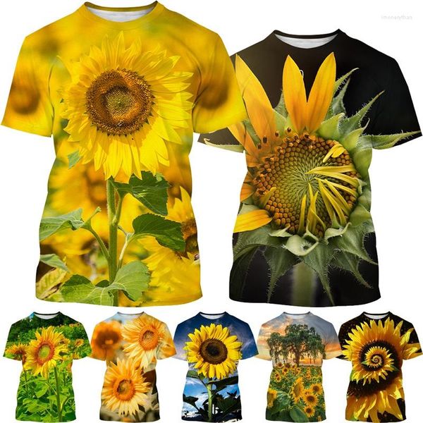 T-shirt da uomo Summer Fashion T-shirt con stampa 3D Girasole Unisex Harajuku Bellissimo top a maniche corte