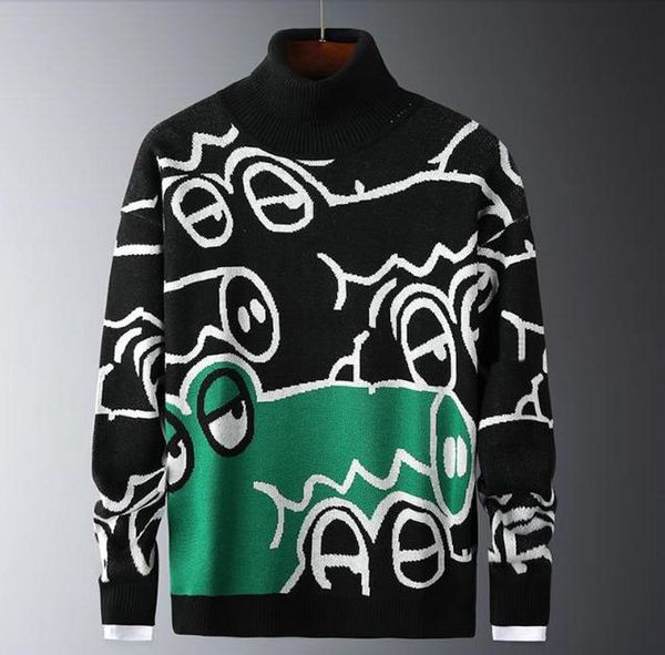 Männer Nehmen Pullover Herbst Winter Anime Pullover Männer Niedlichen Cartoon Pullover 2023 Casual Rollkragen Gestrickte Pullover Herren Kleidung