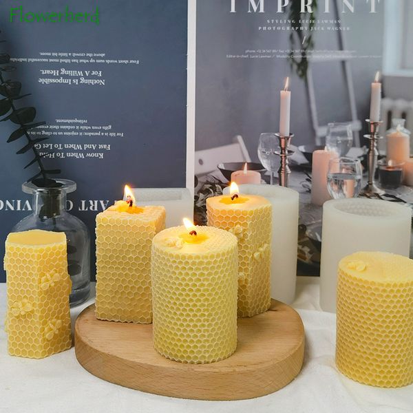 Candele Stampo in silicone a nido d'ape Fai da te Creativo e ape Diffusore in gesso Stampi per aromaterapia Resina per sapone 230217