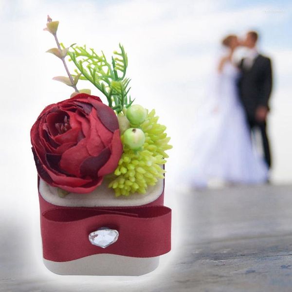 Ювелирные мешочки розовые цветочные кольцо коробка бархат свадебная личность подарок мода Связь на обручание ювелирные украшения