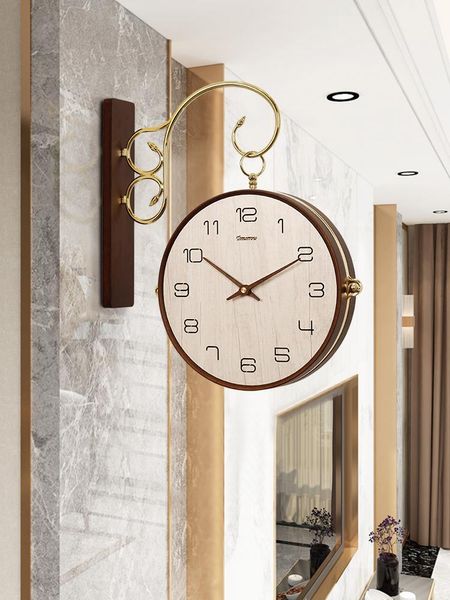 Orologi da parete Orologio a doppia faccia Soggiorno Silenzioso Nordic Creativo Digital Luxury Reloj De Pared Home Decoration 6