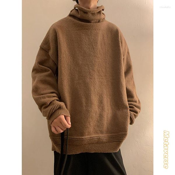 Männer Pullover Lesbar Herbst Winter Casual Männer Solide Lose Rollkragen Pullover Männlich High Neck Gestrickte Pullover Mann