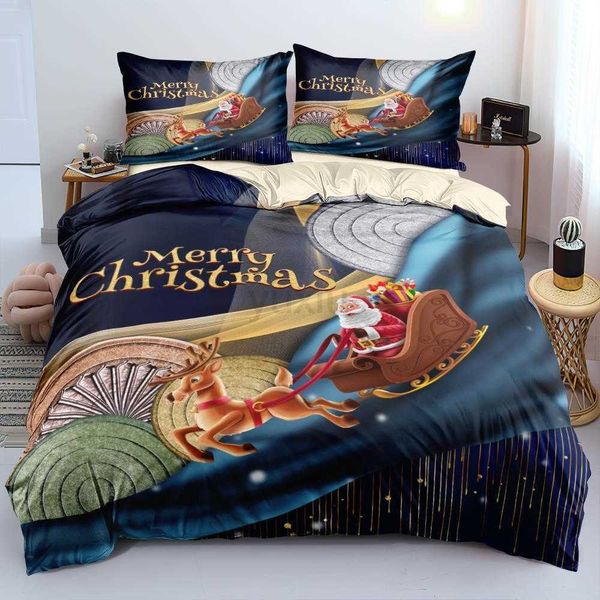 Set di biancheria da letto 2022 Set copripiumini 3D Buon Natale Set copripiumini grigi di colore rosso Set di biancheria da letto Biancheria da letto king size Biancheria da letto eu singola 150x200