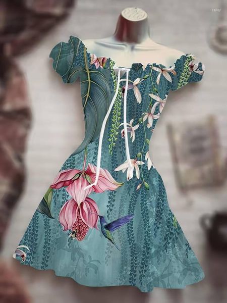 Lässige Kleider 2023 Horror Schädel Wald Blume Halloween Schwarz Kostüm Sonne Mond Kleid Hawaii Bohemian Beauty 3D