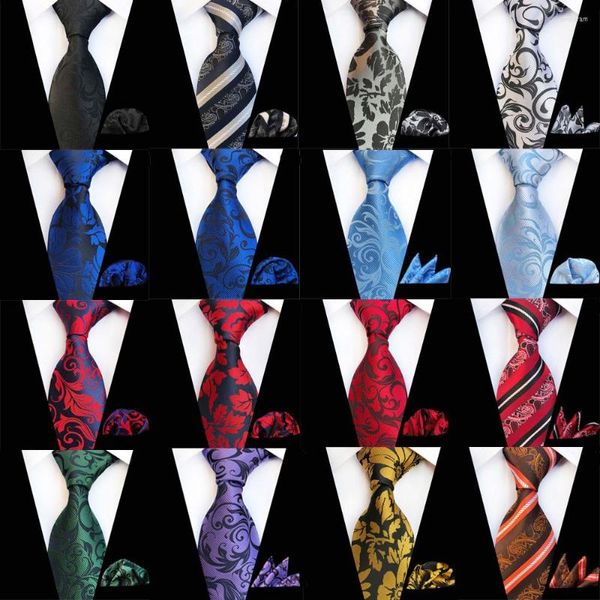 Laço amarra masculino lenço de encontro Paisley Floral Jacquard Pocket Square Tie com correspondência de correspondência BWTHZ0357