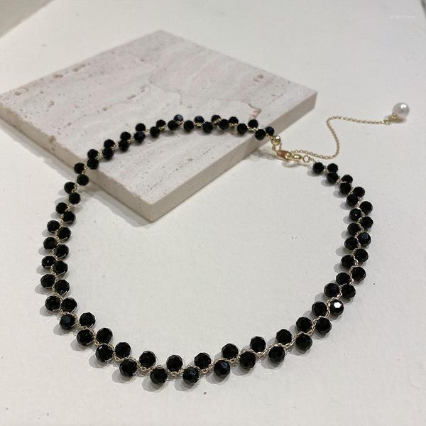 Ketten 2023 Sexy Black Crystal Woven Chockers Halskette für Frauen Mädchen Exquisite Anzug Halskette Luxus Schmuck Party Zubehör