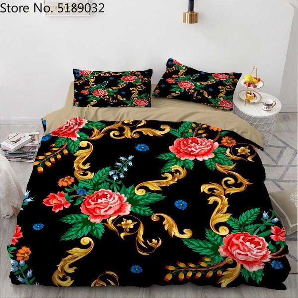 Conjuntos de cama Padrão de Corrente Dourada Vintage Cama Meninas Decoração de Luxo Capa de Cama Único Duplo Queen Size Colcha 2/3 Peça Conjuntos de Capa de Edredão