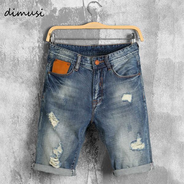 Shorts maschile Dimusi Mens Shorts Denim Nuovo estate normale Ginnità casual Lunghezza corta Bermuda Masculina Hole Rippe Shorts 38 40 Ya620 Z0216