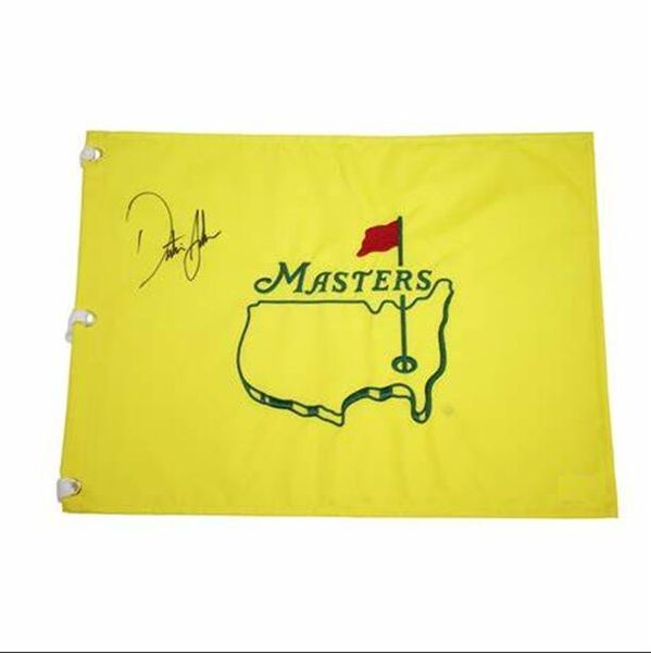 DUSTIN JOHNSON Autogramm signiert Auto-Sammelobjekt MASTERS Open Golf-Pin-Flagge
