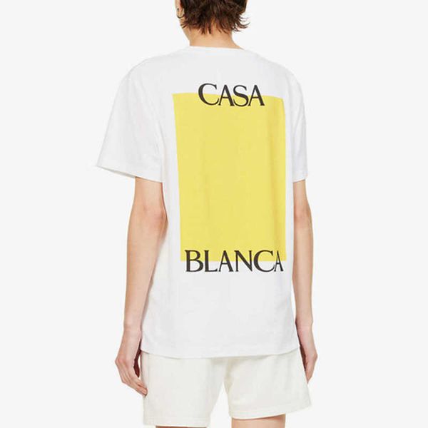 Casablanca Block Square Space 23ss Camiseta masculina e feminina solta manga curta camiseta fashion