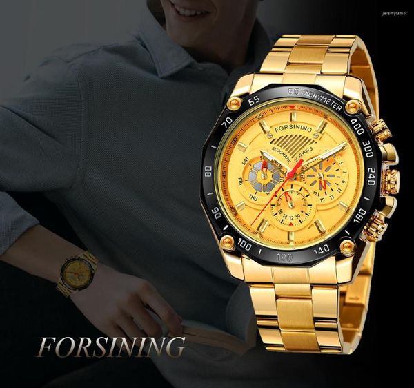 Orologi da polso Orologi Forsining Orologio da polso meccanico multifunzione a tre occhi a sei aghi da uomo Orologio da uomo automatico di lusso Montre Homme