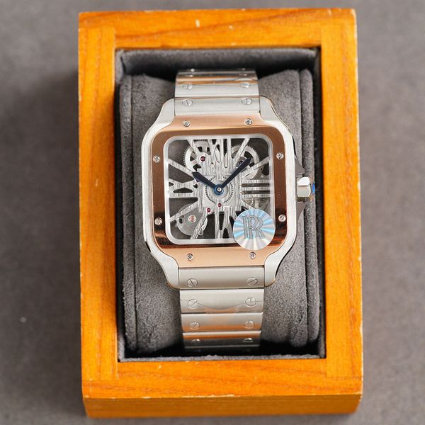 Полые мужские часы, автоматические механические часы с сапфиром, модные деловые наручные часы с двойной складной застежкой Montre De Luxe