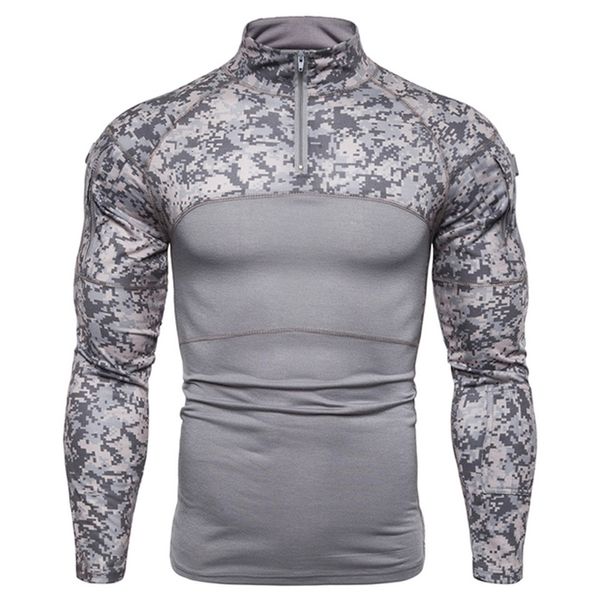 T-shirt da uomo T-shirt da ginnastica mimetica tattica T-shirt da uomo a maniche lunghe Abbigliamento militare Camicia da combattimento Costume da esercito d'assalto 230217