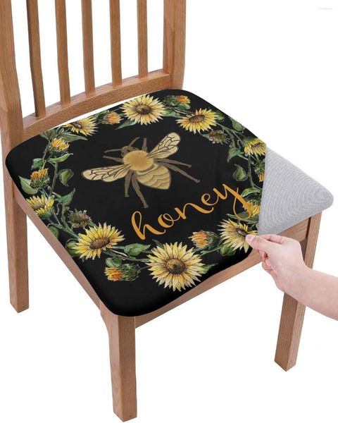 Chaves de cadeira Retro abelhas de girassol grinaldas pretas almofada de assento alongamento capa de capa de capa para casa El Banquet Sala