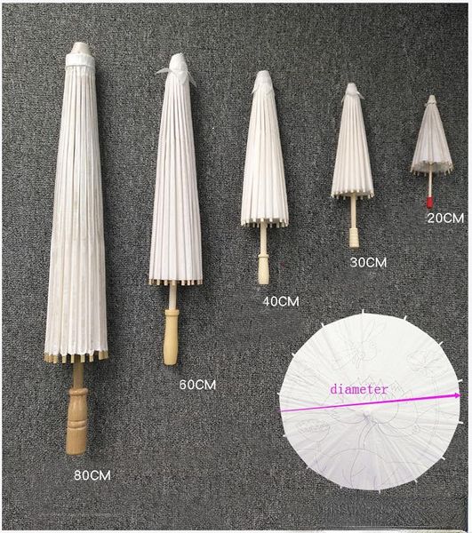 Papel clássico Brida Wedding Umbrella White Parasols Made Made Chinese Mini Artesanato Artesanato para Ornamentos pendurados 4 Tamanhos