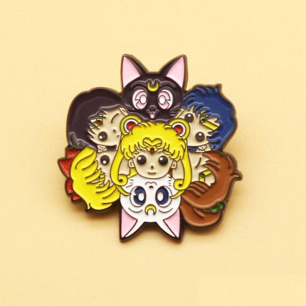 Cartoon Accessoires Sailor Moon Spinning Emaille Pin s￼￟es Badge f￼r die beste Freundin Brosche Geschenk Mode Schmuck Drop Lieferung Baby Kinder m dhiyh