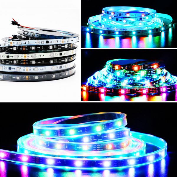 30LED/M 60LED/M WS2811 TRILHA DE LED MAGICA PROGRAMÁVEL RGB Tiras de luz Três luzes Um controle LED Iluminação DC12V IP65 Coating de silicone à prova d'água Usalight