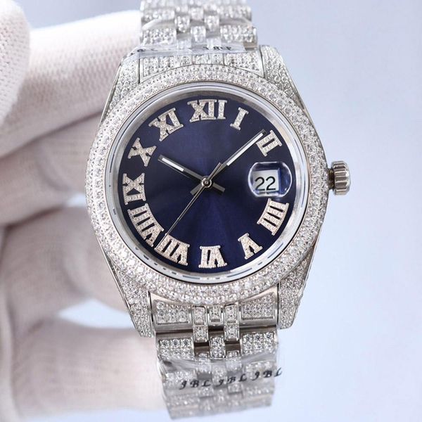 Top Fashion Mens Watch Automatic Movement Men Watch Full Diamond Mechanical из нержавеющей стали, наручные часы, бизнес -дизайнер Men Men.