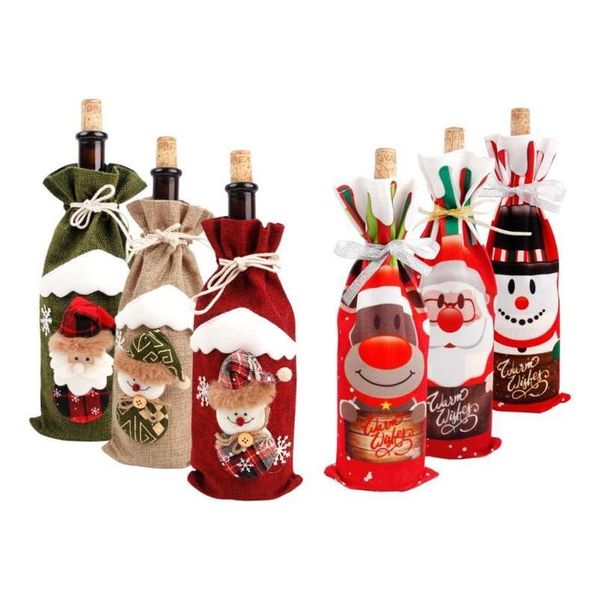 Decora￧￵es de Natal Botthe de vinho ER alegre decora￧￣o para casa 2021 Navidad Noel Ornamentos Presente de Natal Feliz ano 2022 Garden de entrega DRIP DH6AW