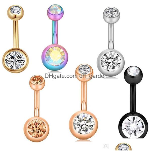 Großhandel Bauchnabelpiercing Ohrringe 14G Edelstahl Ring Schraubstange Körperschmuck 120 Stück 6 Farben Drop Nabel Bell Button Ringe Dhgarden Dhunf