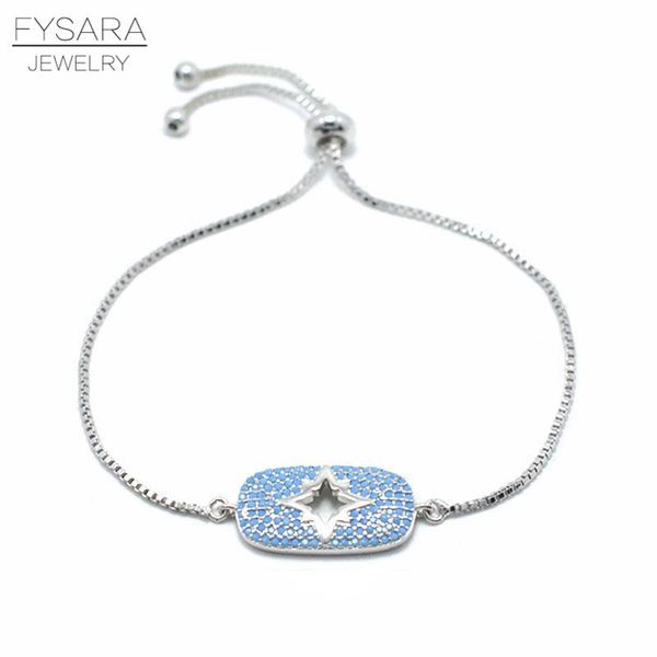 Braccialetti con ciondoli FYSARA Turchia Bracciale con ciondoli per donna Uomo Gioielli Squisito colorato CZ Cristallo Micro Blue Star Catena Braccialetti Regalo