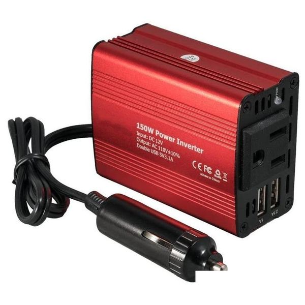 Car DVR CAR Зарядное устройство 150 Вт Зарядные устройства Power Inverter 12 В постоянного тока до 110 В преобразователя переменного тока с 3,1A с двойным USB -каркасаржером.