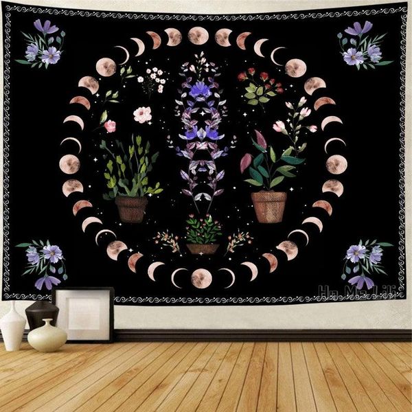 Arazzi Illusion Moon Sun Iris Tapestry Fantasy Forest Magic Wall Art Home Decor