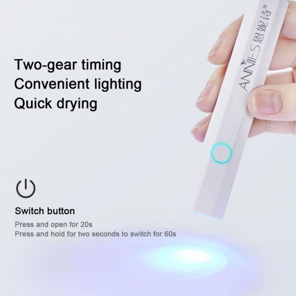 Nageltrockner Mini-Trockner mit 3 W USB-Lampe Tragbarer Stifttyp LED-Lichttherapiemaschine Ultraviolettes Backen