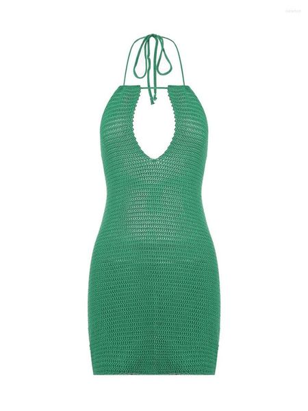 Повседневные платья jemeigar halter halter bodycon вязаное платье сексуальное покое вязание крючко