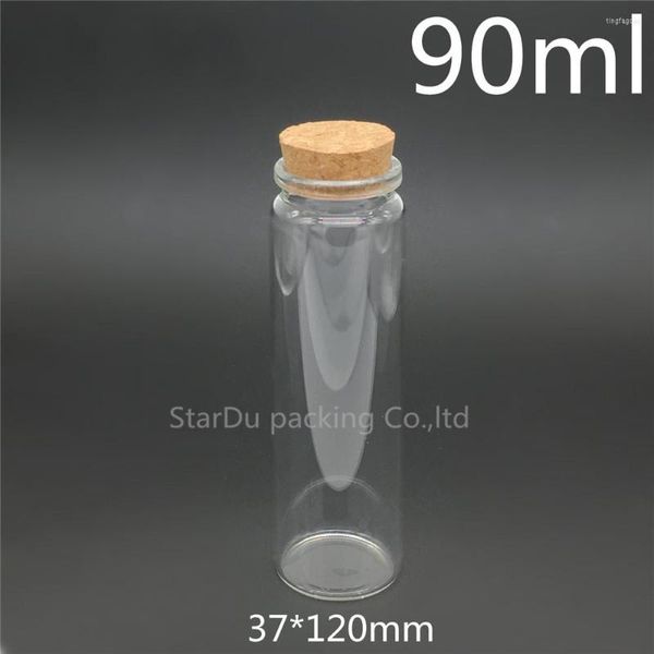 Garrafas de armazenamento de alta qualidade 37 120mm 90ml Wishing Glass Bottle with Cork 90cc Exibir por atacado 10pcs/lote