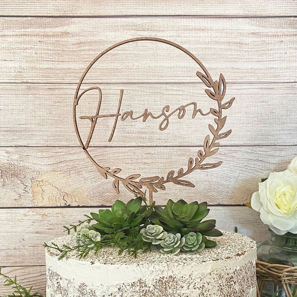 Другое мероприятие поставки поставки Boho Floral Wedding Cake Topper Topper Custom Toppers Персонализированное название начальное торт Topper день рождения свадебный душ.