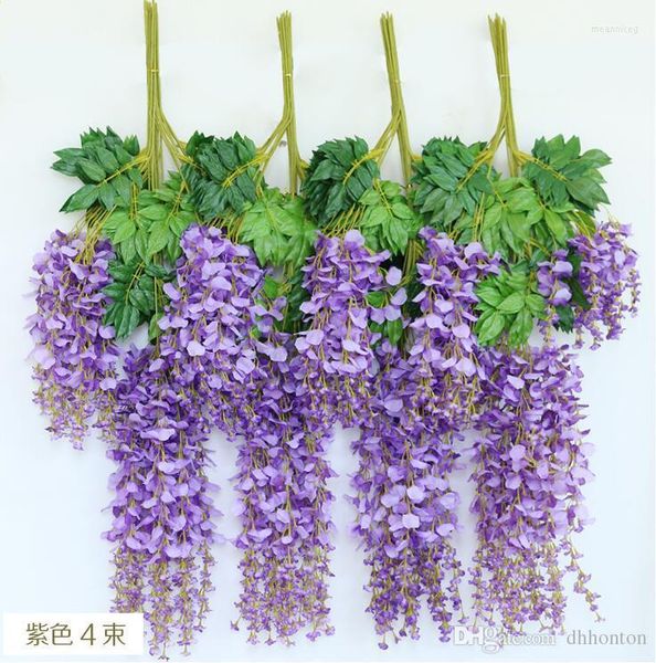 Dekorative Blumen künstlicher Ivy Seidenblume Wisteria Vine Rattan für Hochzeit Mittelstücke Dekoration Bouquet Garland Home Ornament