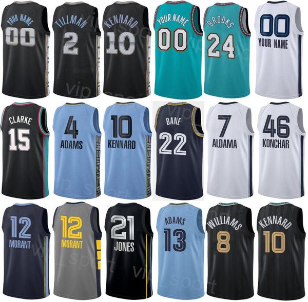 Stampato Icon Association Basketball Maglie Ja Morant 12 Dillon Brooks 24 Desmond Bane 22 Jaren Jackson Jr 13 Steven Adams 4 John Konchar 46 Luke Kennard 10 Uomini Donne