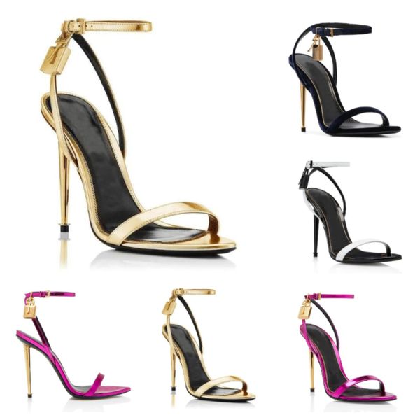 23S Летние модные бренды защелкивающиеся голые сандалии обувь женская черная золотая тона