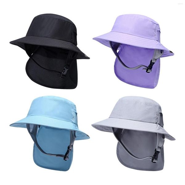 Boinas portáteis Surf Bucket Hat Hat Neck Flap Capa Fisherman Big Brim Visor Sun para Watersports Pátãos Camping Beach Mulheres