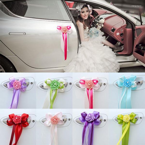 Fiori decorativi 1 pz bianco/argento/rosa extra large filato di neve tirare fiocco nastro per confezione regalo festa matrimonio festivo maniglia della porta dell'auto