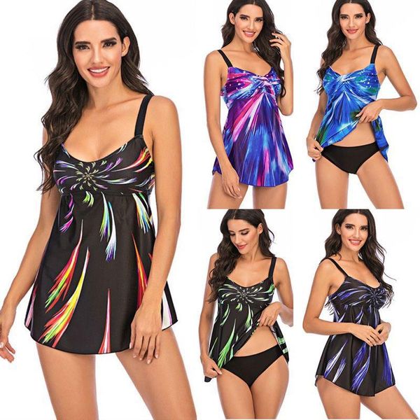 Freizeitkleider Damen Sexy Bademode Badeanzug Schwimmkleid Tankini Set Strandbikini Baden Plus Size Kleid Sommer Cover-Ups Tragen Tunika