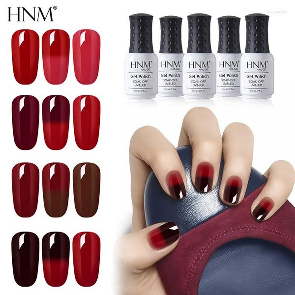 Nagelgel HNM 8 ml roter Farbtemperaturwechsel UV-Nagellack semipermanent Lucky Hybrid Emaille Thermolack Basisoberseite