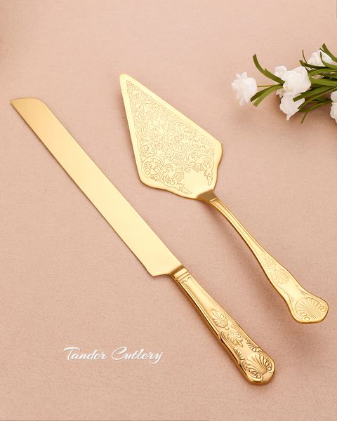 Backformen Gold Besteck Edelstahl Kuchenmesser Langstiel Schaufel Luxus Royal Kuchen Pizza Dessert Küchenwerkzeug Sliverware Geschirr 230217