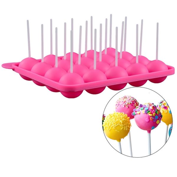 Stampi da forno 20 fori Lollipop Stampo Cake Pops Stampo Cioccolato Candy Silicone Stampo Pop Lollipop Maker Strumento Torta da forno Moule Mormo A Gateaux 230217