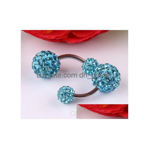 Navel Bell Button Rings Cz Gem Crystal Ball Body Jewelry Alta qualità Belly Bar Piercing 10Pcs / Lot 10 colori Pierce Drop De Dhgarden Dhodx