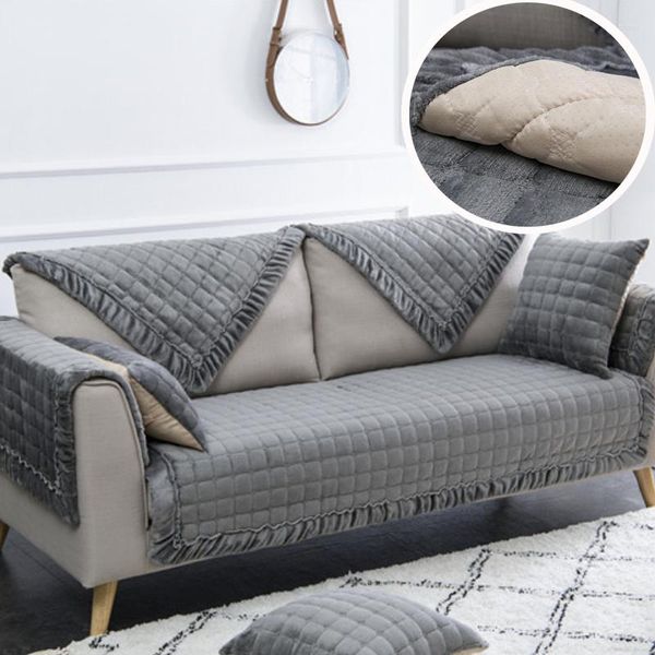 Крышка стулья христально бархатный диван полотенце темно -серое