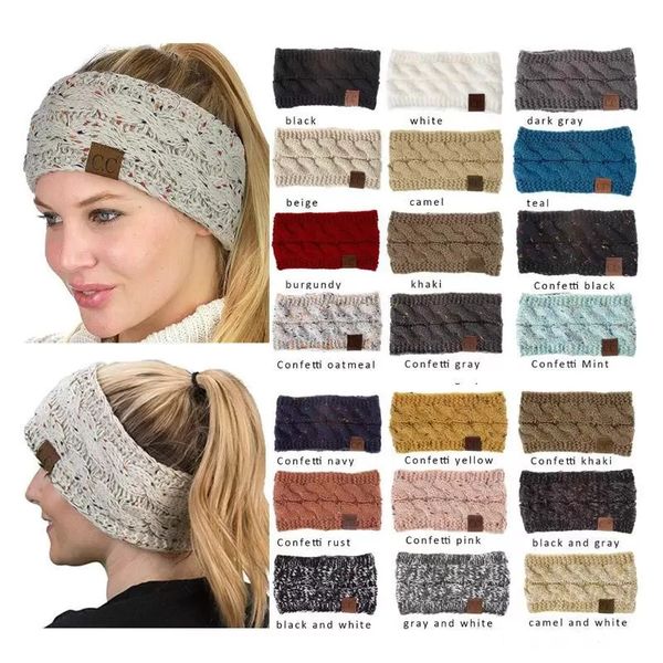 22 Farben CC Gestricktes Haarband Stirnband Damen Wintersport Häkeln Headwrap Haarband Turban Stirnband Ohrwärmer Beanie Cap Stirnbänder