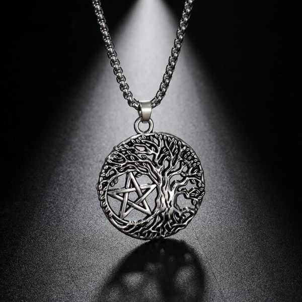 Подвесные ожерелья Teamer Vintage Tree of Life Yggdrasil Pentacle Star Star David Viking мелодии