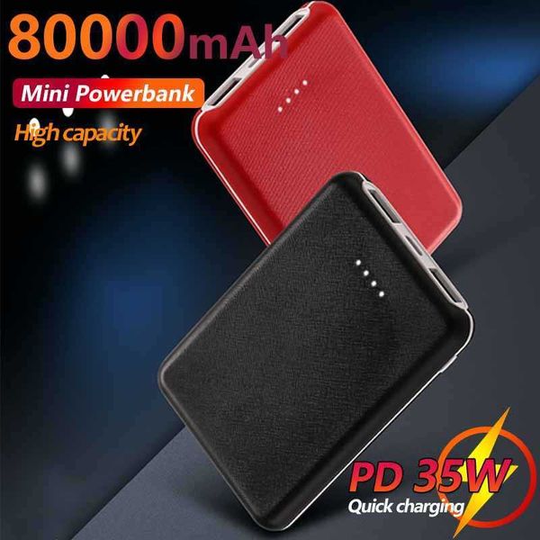 Celular Power Banks 80000mAh Mini Power Power Bank Portátil Capacidade de grande capacidade carregador 2usb Carregamento rápido Bateria externa para iPhone J230217