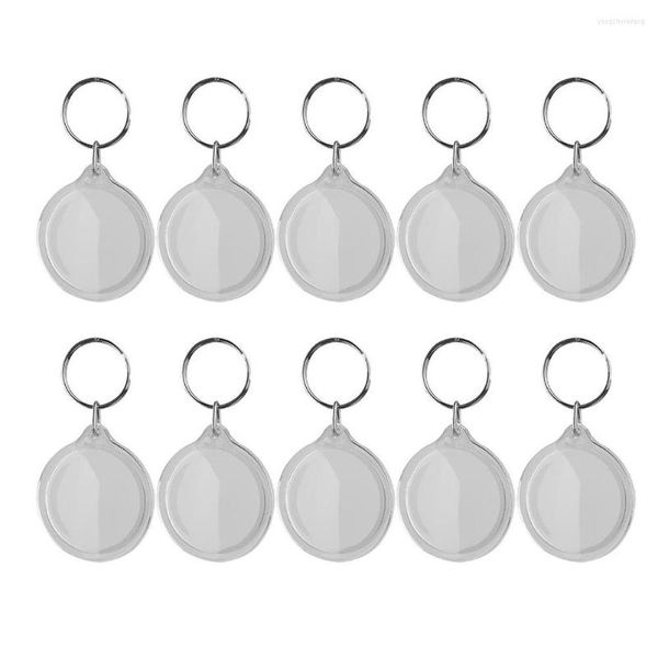 Porte-clés 10pcs Po Porte-clés Rond Blank Insert Picture Frame Split Ring