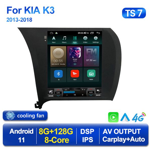 Kia Cerato K3 için Tesla Style için 2 Din Oyuncu Android 11 Araba DVD Radyo Videosu 2013-2017 Multimedya GPS 2din Carplay Stereo